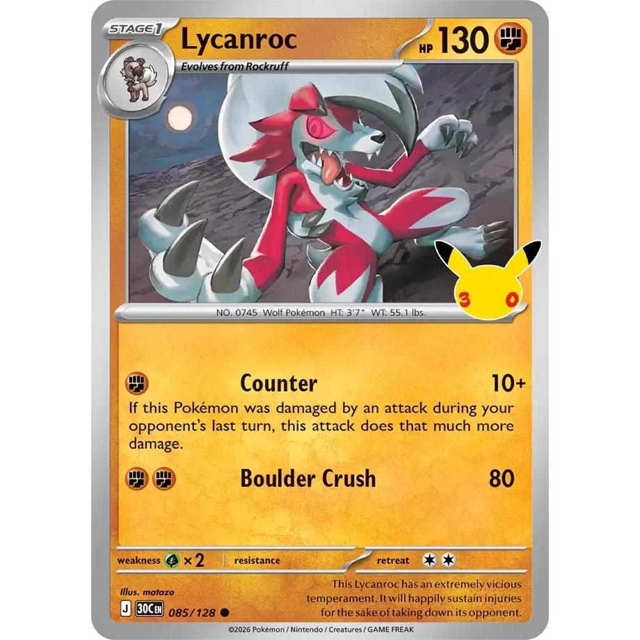 Lycanroc - 30th Celebration (Common) [30C-85] English / Near Mint / Normal