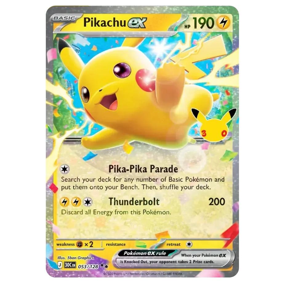 Pikachu ex - 30th Celebration (Double Rare) [30C-53] English / Near Mint / Normal