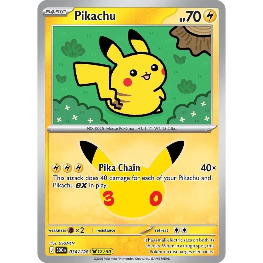 Pikachu - 30th Celebration (Pikachu Rare) [30C-34] English / Near Mint / Normal