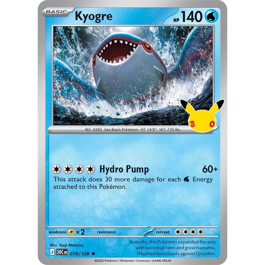 Kyogre - 30th Celebration (Rare) [30C-19] English / Near Mint / Normal