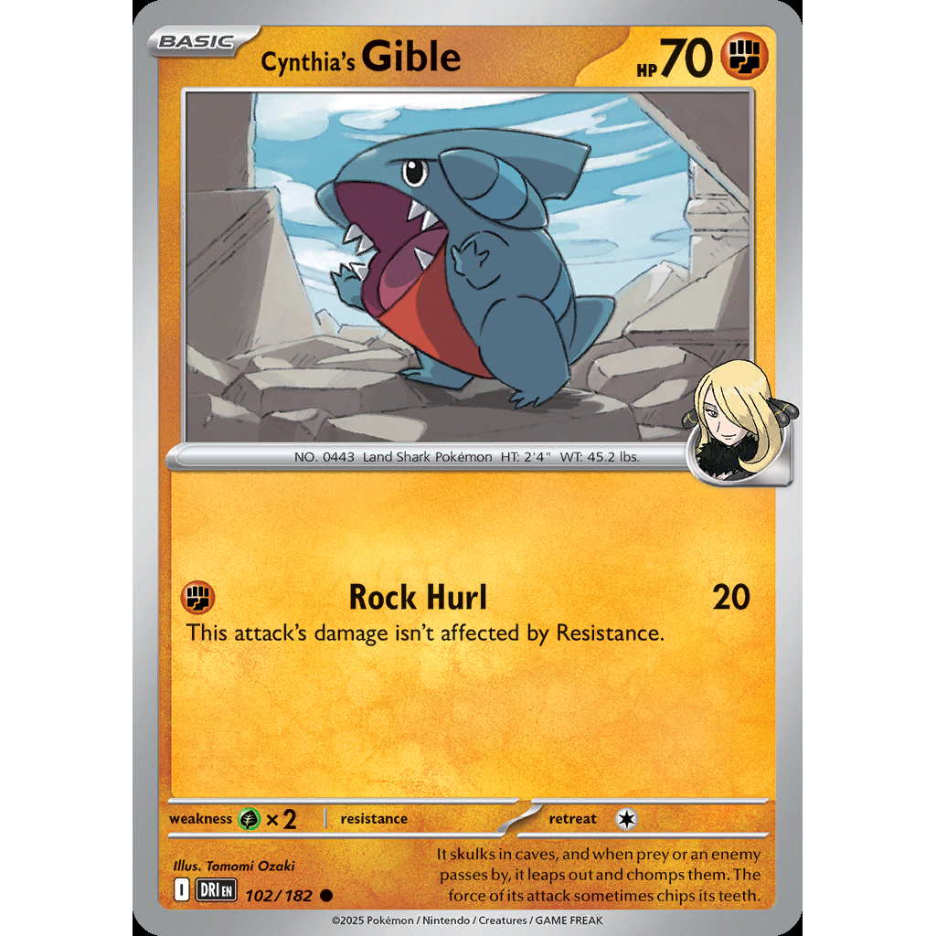 Cynthia’s Gible 102/182 [Reverse Holo] - Destined Rivals