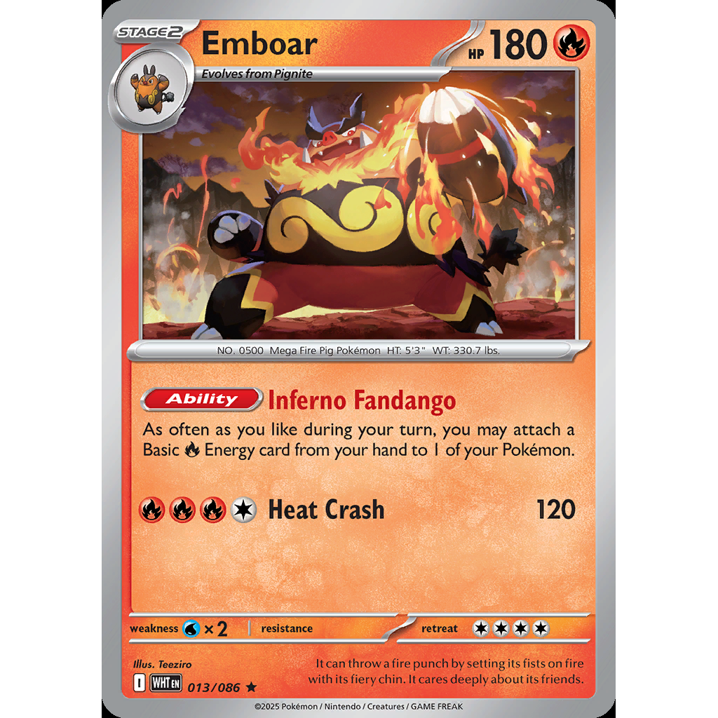 Emboar 13/086 [Reverse Holo] - White Flare