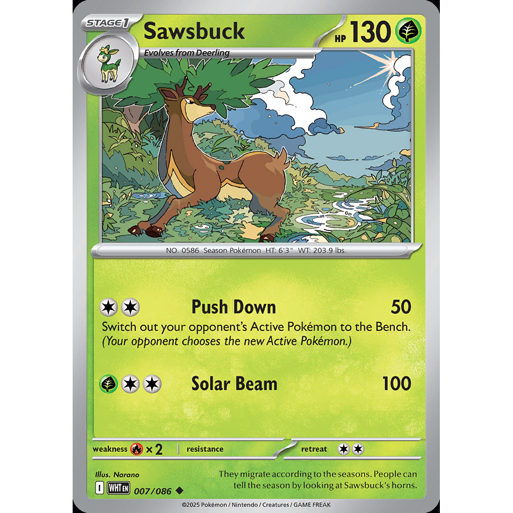 Sawsbuck 7/086 [Reverse Holo] - White Flare