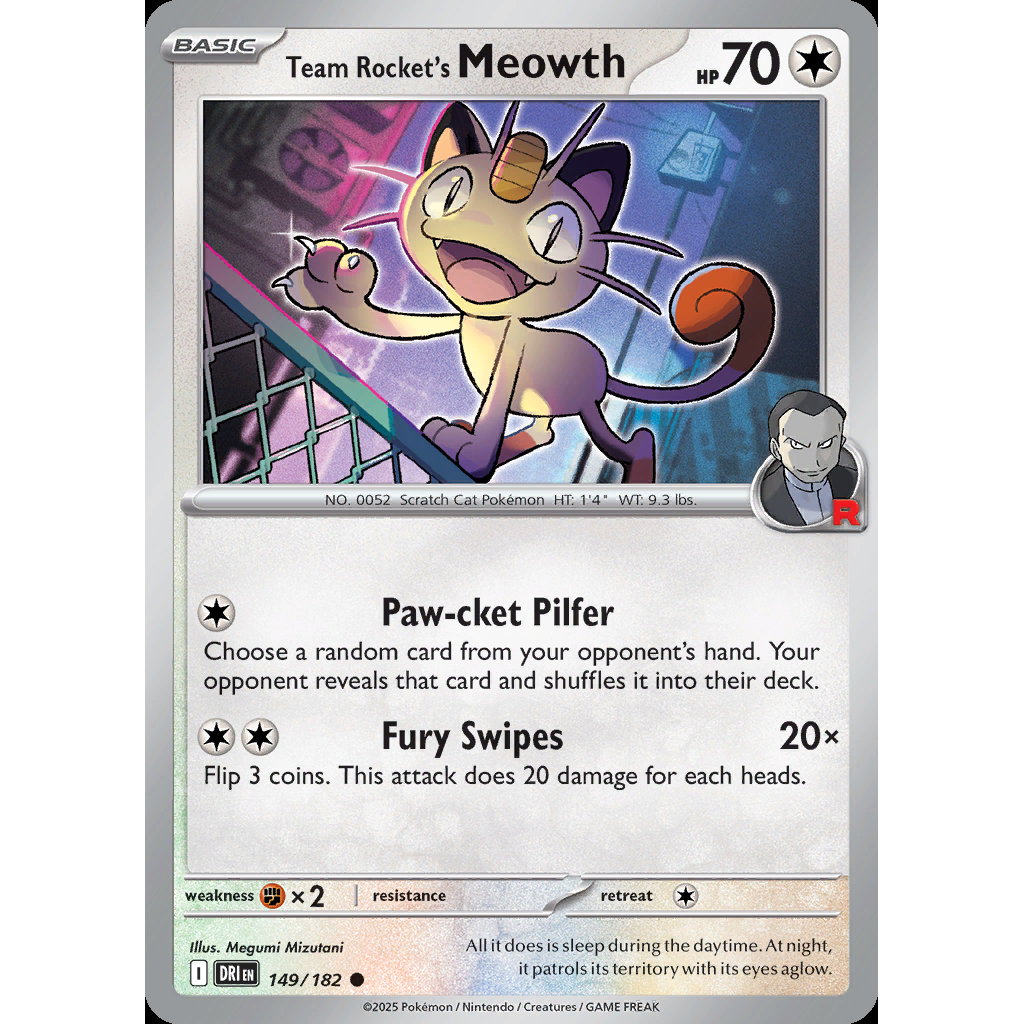 Team Rocket’s Meowth 149/182 [Reverse Holo] - Destined Rivals
