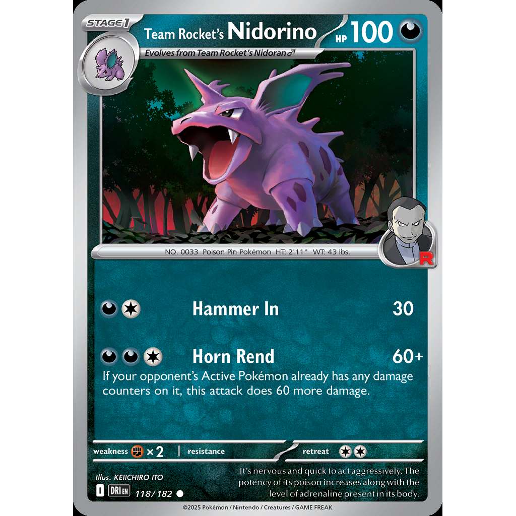 Team Rocket’s Nidorino 118/182 [Reverse Holo] - Destined Rivals