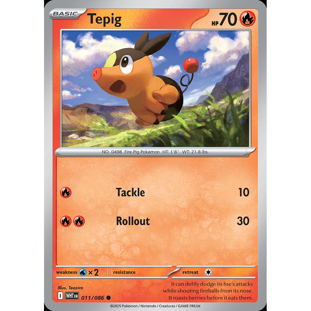 Tepig 11/086 [Reverse Holo] - White Flare