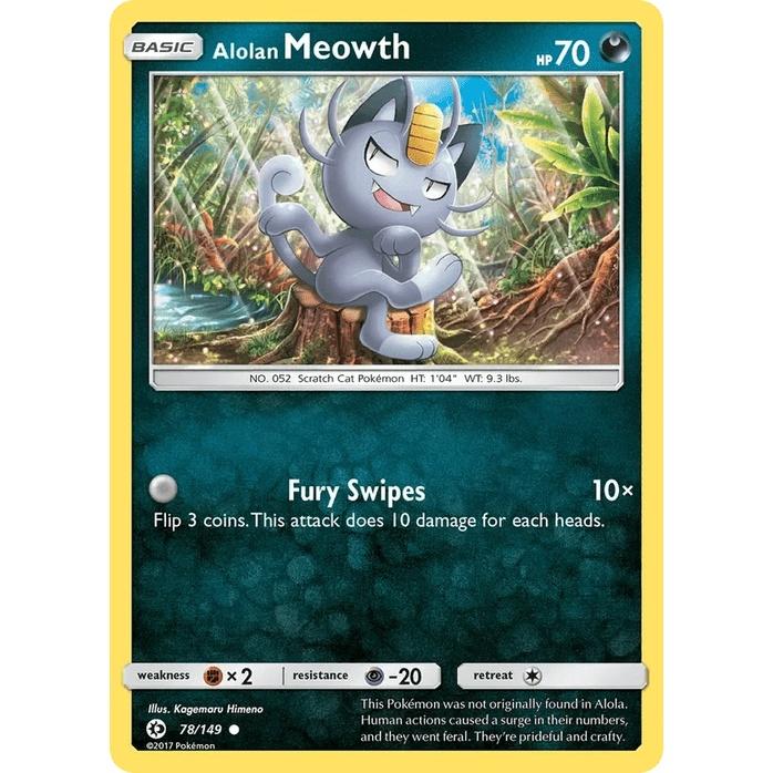 Alolan Meowth 78/149 - Sun & Moon Base Set (Engelsk / Near Mint)