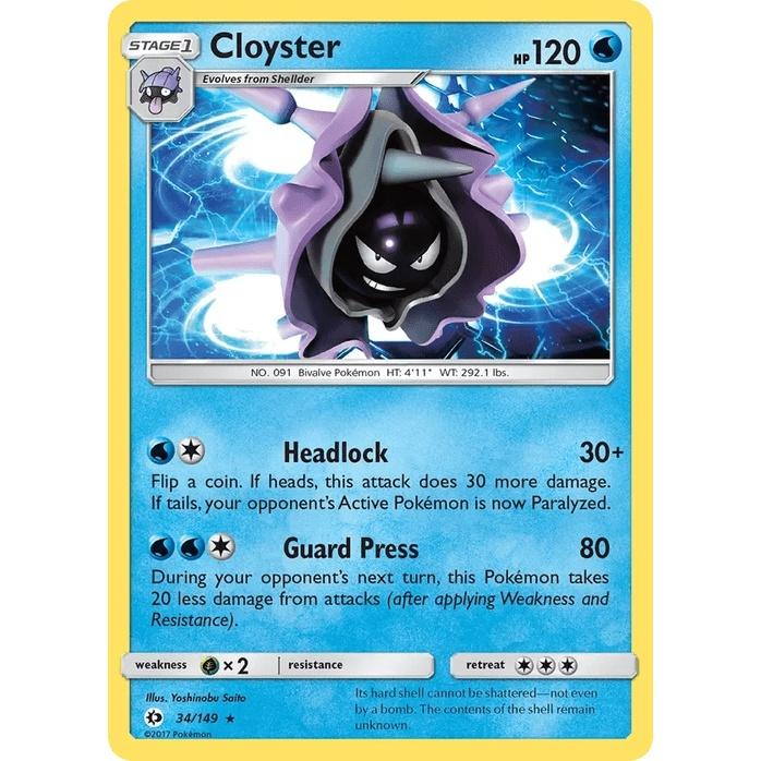 Cloyster 34/149 - Sun & Moon Base Set (Engelsk / Near Mint)