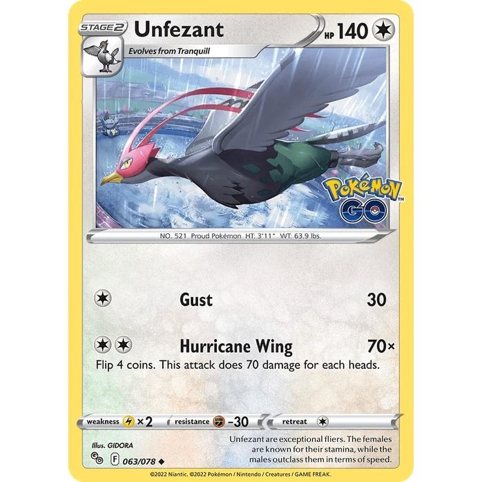 Unfezant - Pokémon GO (Uncommon) [PGO-63] English / Near Mint / Normal
