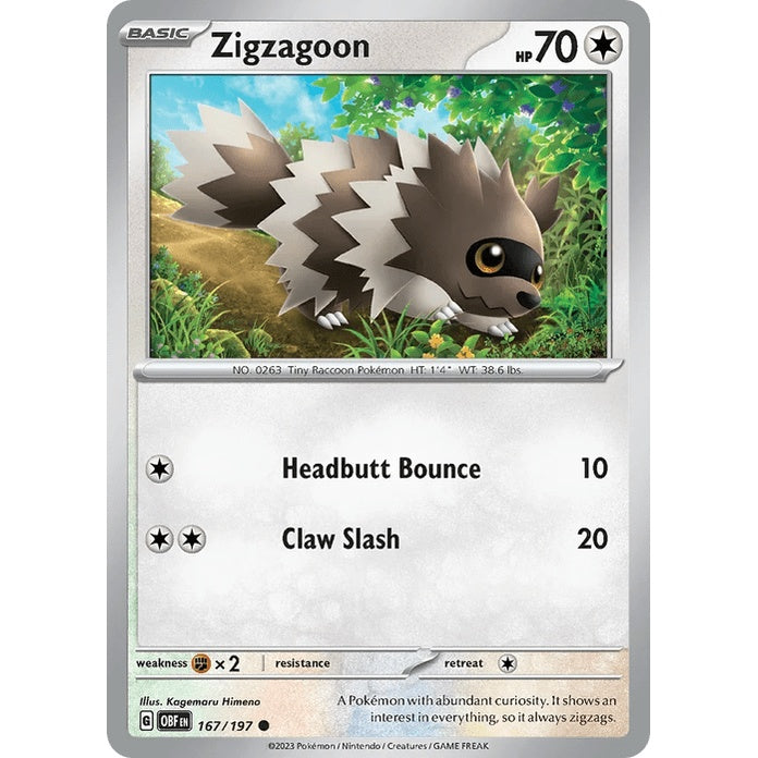 Zigzagoon - Obsidian Flames (Common) [OBF-167] English / Near Mint / Normal