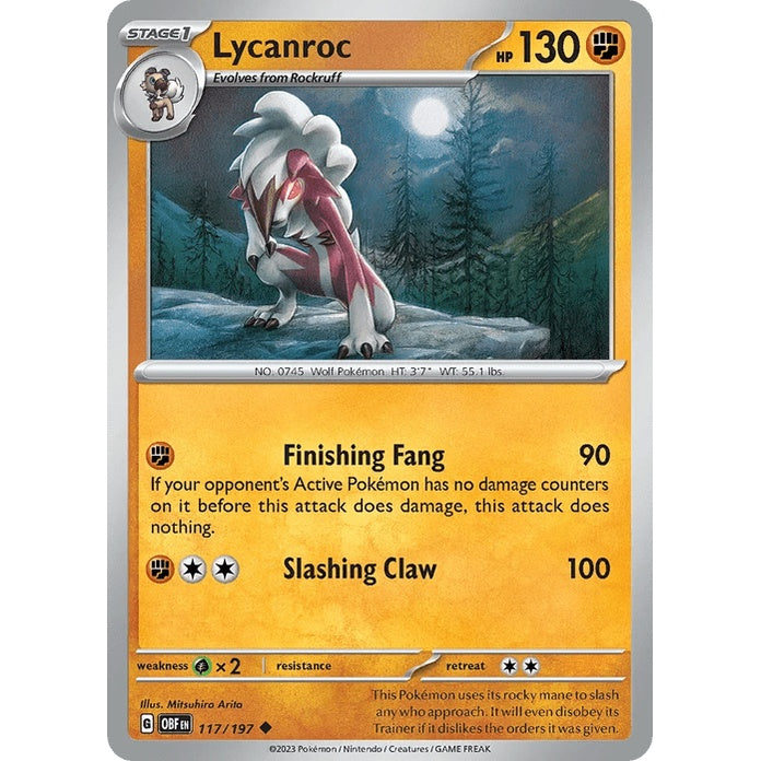 Lycanroc - Obsidian Flames (Uncommon) [OBF-117] English / Near Mint / Normal