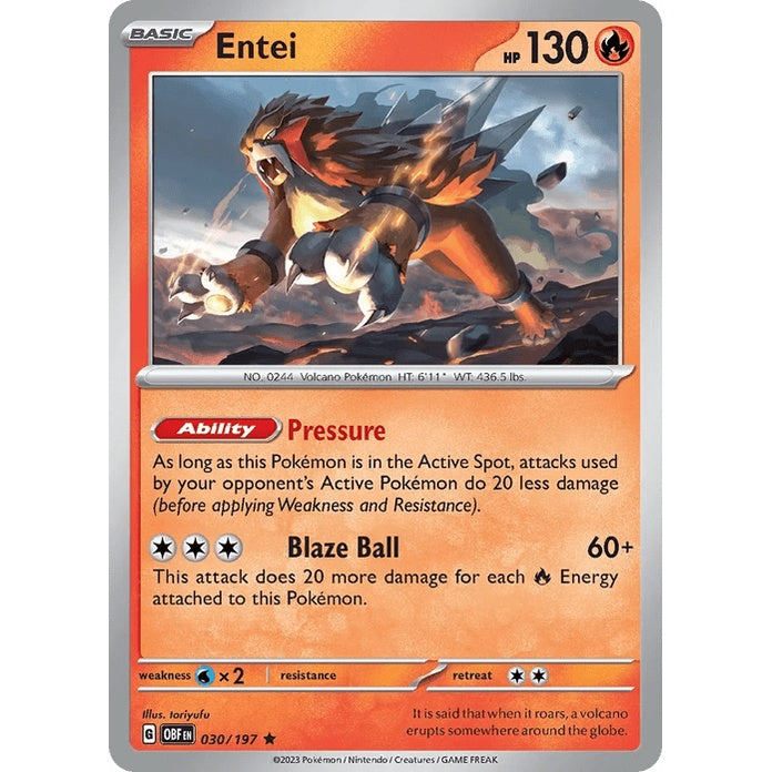 Entei - Obsidian Flames (Rare) [OBF-30] English / Near Mint / Normal