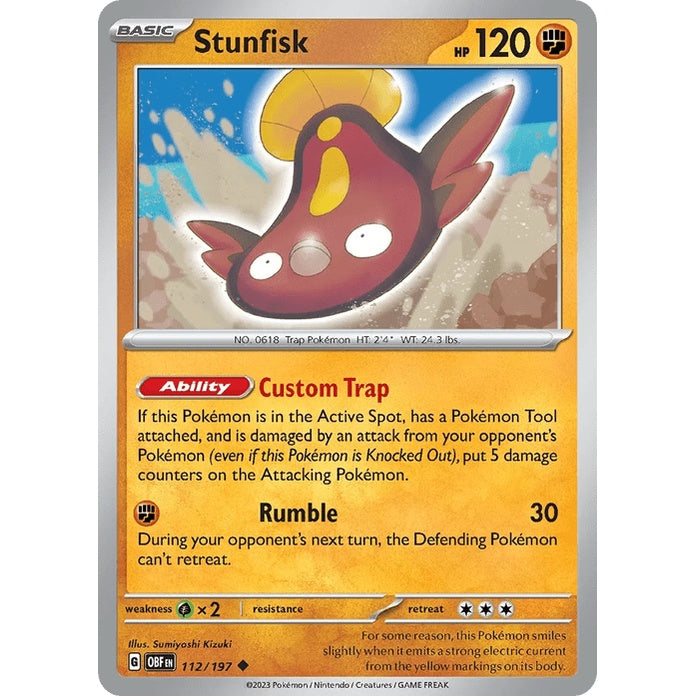 Stunfisk - Obsidian Flames (Uncommon) [OBF-112] English / Near Mint / Normal