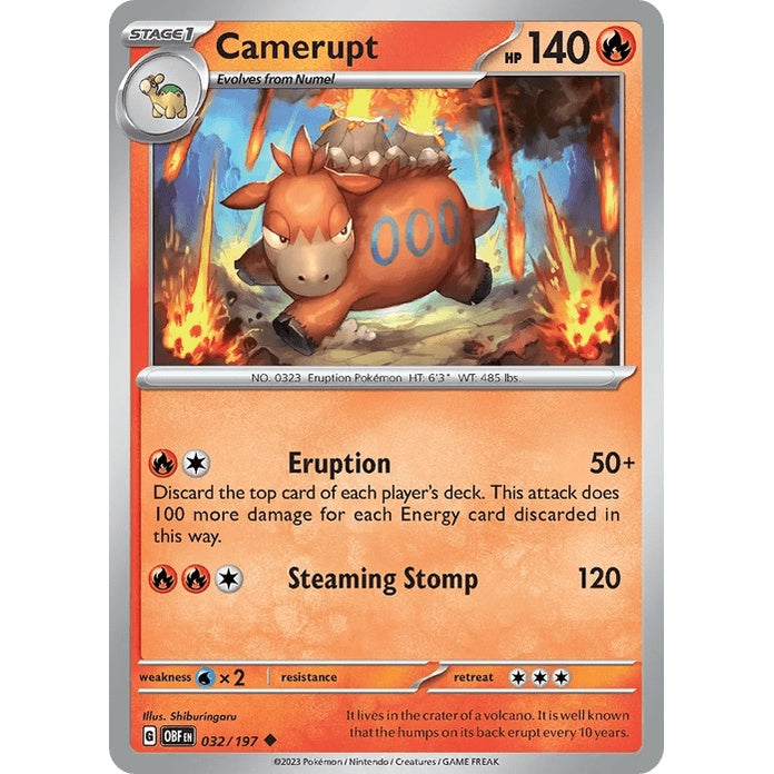 Camerupt - Obsidian Flames (Uncommon) [OBF-32] English / Near Mint / Normal