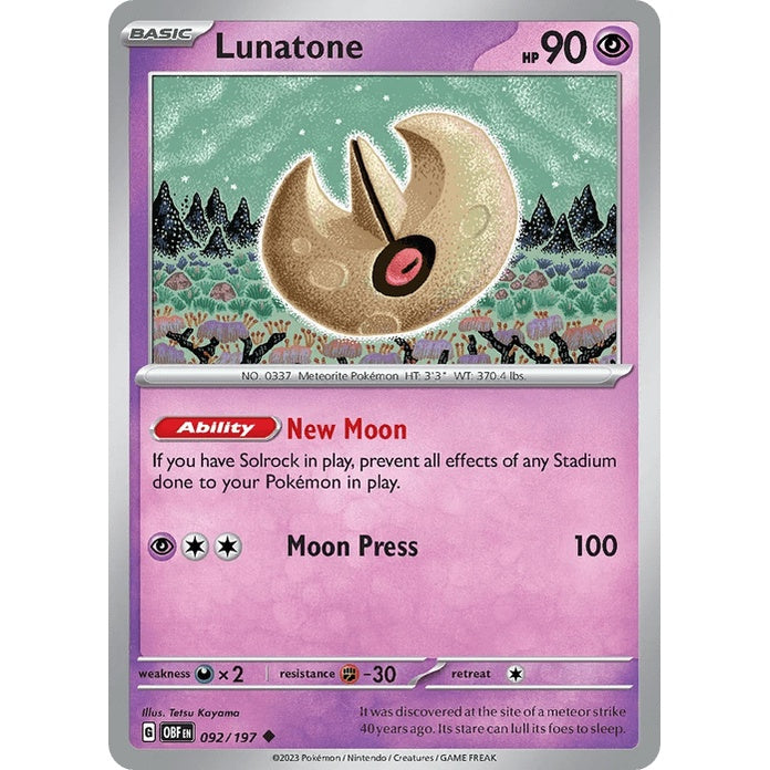 Lunatone - Obsidian Flames (Uncommon) [OBF-92] English / Near Mint / Normal