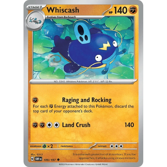 Whiscash - Obsidian Flames (Uncommon) [OBF-109] English / Near Mint / Normal