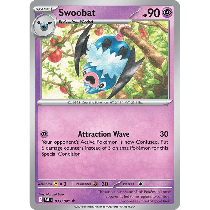 Swoobat - Paldean Fates (Uncommon) [PAF-33] English / Near Mint / Normal