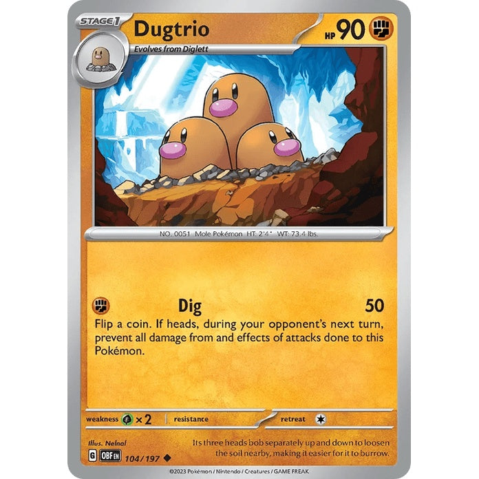 Dugtrio - Obsidian Flames (Uncommon) [OBF-104] English / Near Mint / Normal