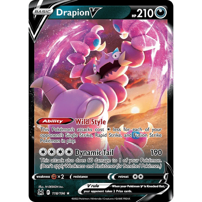 Drapion V - Lost Origin (Rare Holo V) [LOR-118] English / Near Mint / Normal