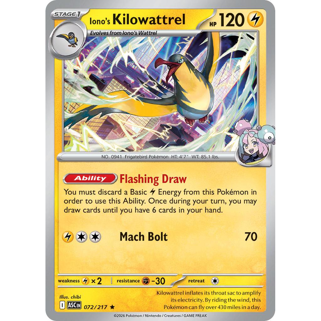 Iono's Kilowattrel 072/217 [Holo] - Ascended Heroes