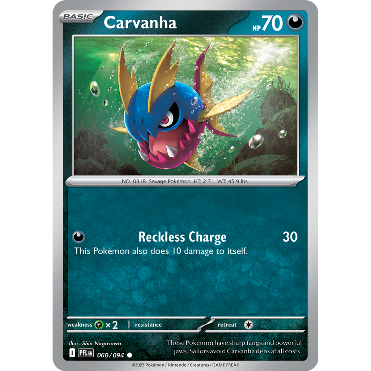Carvanha 60/094 (Reverse Holo) - Phantasmal Flames