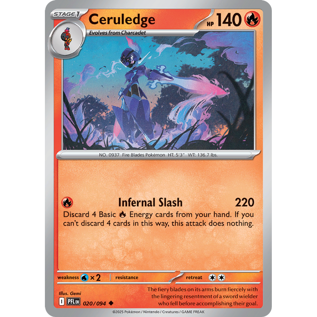 Ceruledge 20/094 (Reverse Holo) - Phantasmal Flames